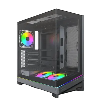 Корпус Montech SKY 3 (B) ATX/Micro-ATX/Mini-ITX (Back-Connected MB) 2xUSB3.0 1xType-C 1xAudio Черный