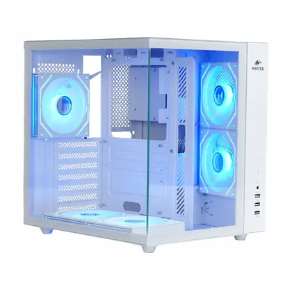 Case ATX midi tower Wintek, Cube pro V909-W TG, (без БП), White