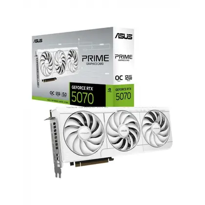 Видеокарта ASUS PRIME-RTX5070-O12G-WHITE, 12Gb GDDR7, 192-bit, Cuda Core 6144, HDMI, DP, BOX